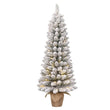 Gerlos Smalle Kunstkerstboom in Pot met Warm Witte LED Verlichting - H120 x Ø51 cm - Groen Frosted