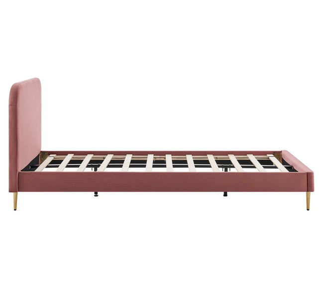 Gestoffeerd bed met roze fluwelen hoes 90x200 cm