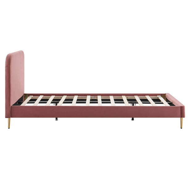 Gestoffeerd bed met roze fluwelen hoes 90x200 cm