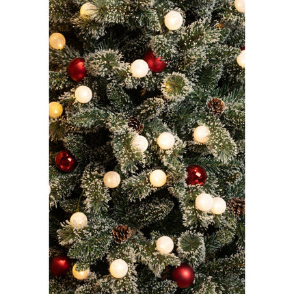 Kaprun Kunstkerstboom in Jute met LED Verlichting - H60 x Ø39 cm - Groen Frosted, Rood