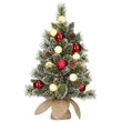 Kaprun Kunstkerstboom in Jute met LED Verlichting - H60 x Ø39 cm - Groen Frosted, Rood