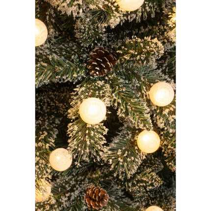 Kaprun Kunstkerstboom in Jute met LED Verlichting - H60 x Ø39 cm - Groen Frosted, Rood