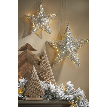 Kerstverlichting Ster met Warm Witte LED Lampjes - Ø40 cm - Zilver