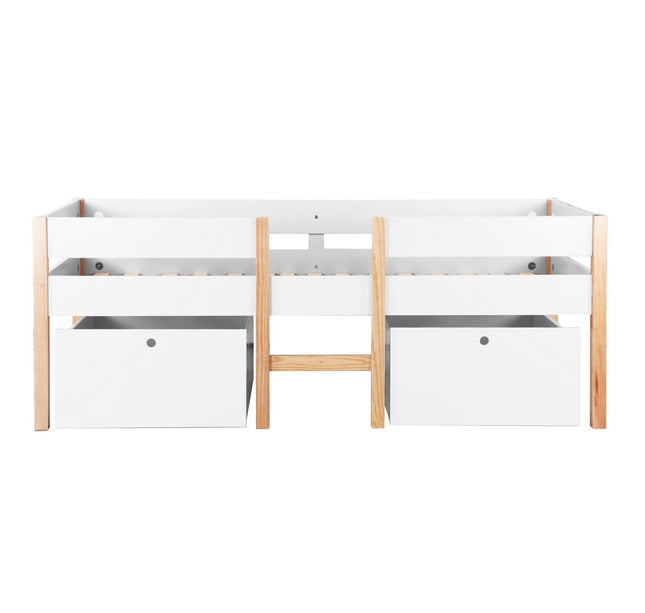 Hoogslaper - Trondheim - Kinderbed - Wit - Grenenhout - Met lades - 90x200 cm