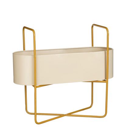 Shandy Staande Plantenbak - L54 x B23 x H48 cm - Metaal - Off White, Lichtbruin