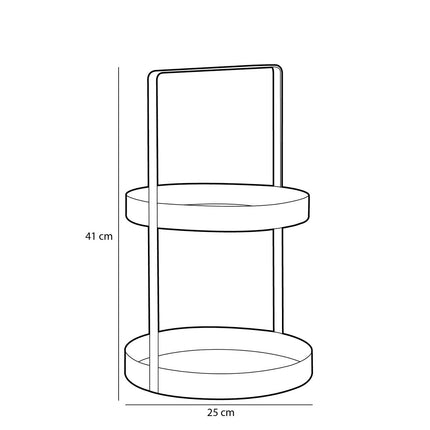 Etagère 2-Laags - H41 x Ø25 cm - Metaal - Goud