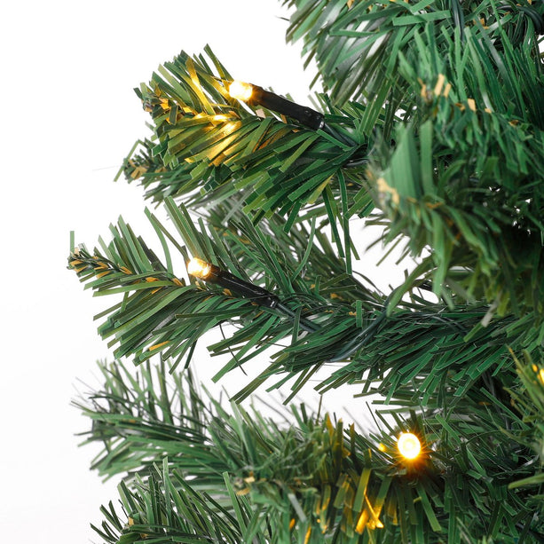 Norton Set van 2 Kunstkerstbomen en 1 Kerstkrans met LED Verlichting - Groen Frosted