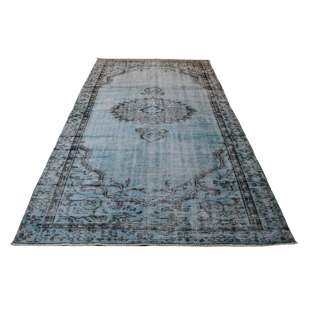 Licht blauw vintage vloerkleed - 270x150 cm - HANDGEMAAKT