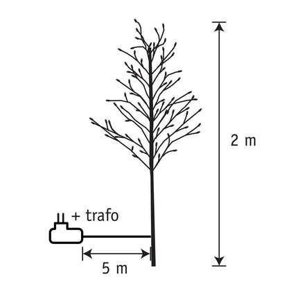 Boom met Warm Witte LED Verlichting - H200 x Ø18 cm - Zwart
