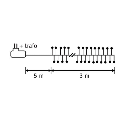 Draadverlichting Cluster met 480 Klassiek Witte LED Lampjes - L300 cm - Zwart