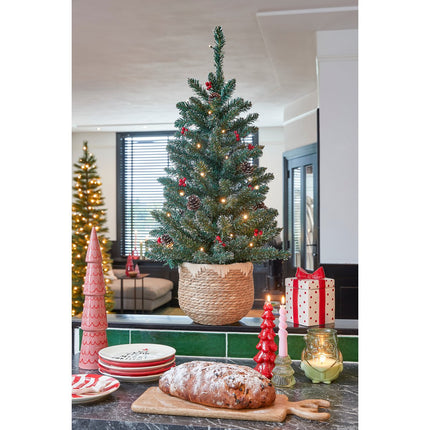 Creston Kunstkerstboom in Pot met LED Verlichting - H90 x Ø50 cm - Groen Frosted