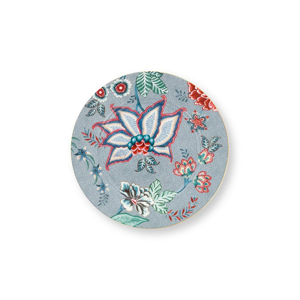 Set/4 Plates Flower Festival Light Blue 17cm