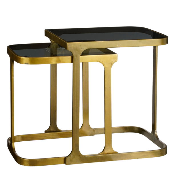 Kevin Bijzettafel - Set van 2 - L48 x B37 x H52 cm - Metaal - Goud