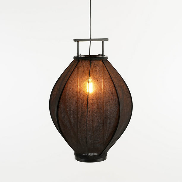 Pego Hanglamp - H73 x Ø54 cm - Linnen - Zwart