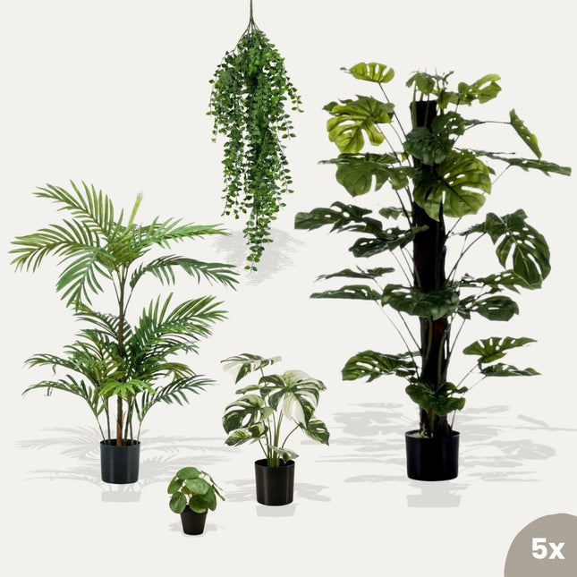 Urban jungle L - 5 stuks - Bundelproduct - Kunstplanten