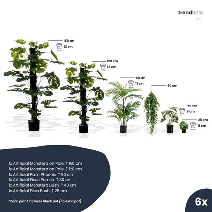 Urban jungle XL - 6 stuks - Bundelproduct - Kunstplanten