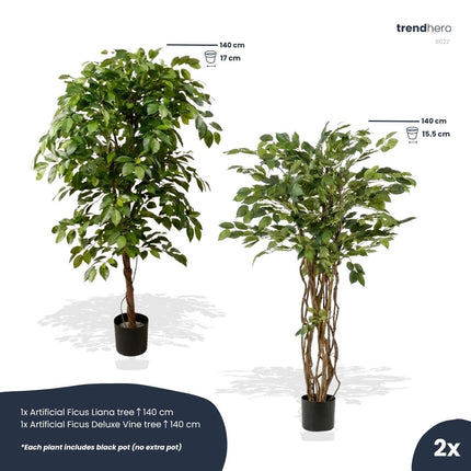 Ficus Deluxe set - 2 stuks - Bundelproduct - Kunstplanten