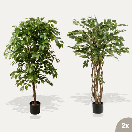 Ficus Deluxe set - 2 stuks - Bundelproduct - Kunstplanten