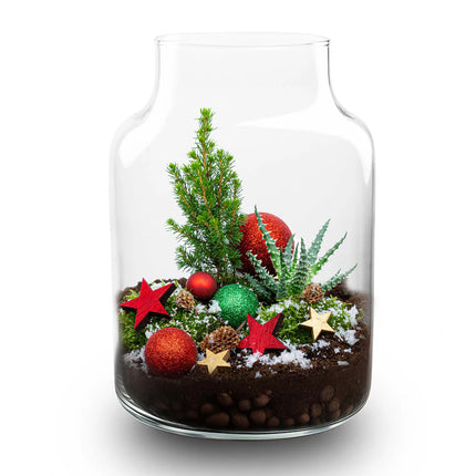 Kerst Terrarium 'Frosty' - DIY planten terrarium - Ø 17 cm ↑ 25 cm