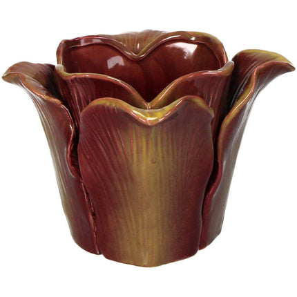 Tulip Twist - Keramieken Bloempot Glans - Paars/Rood - Ø 10 cm ↑ 11 cm