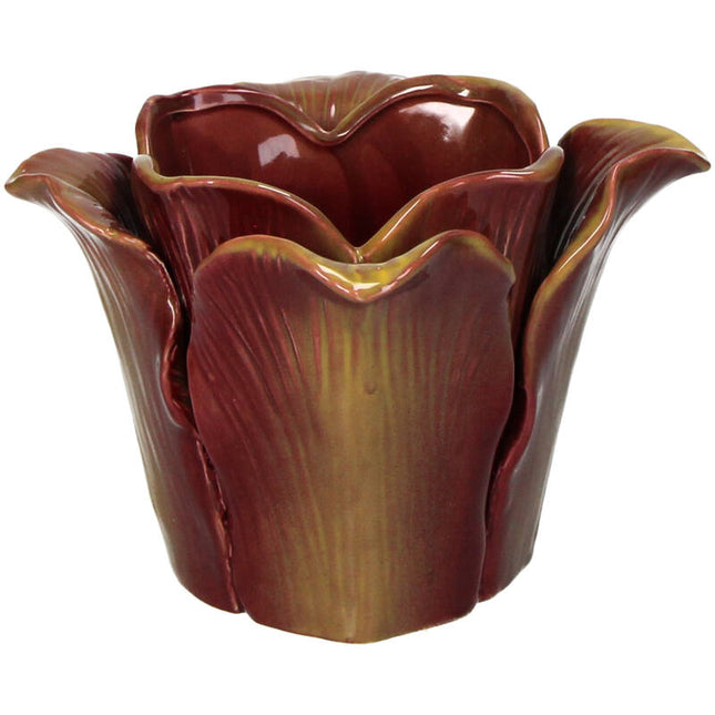 Tulip Twist - Keramieken Bloempot Glans - Paars/Rood - Ø 10 cm ↑ 11 cm