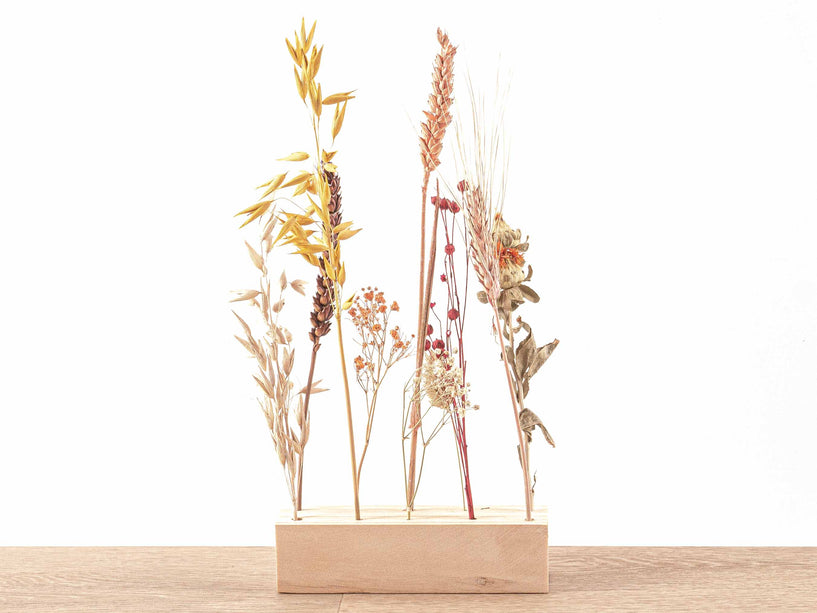 FlowerHero® - M - Wooden Dried flower stand + Dried Floral Arrangement