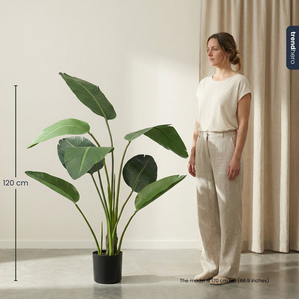 Strelitzia - Kunstplant in zwarte pot - 120 cm