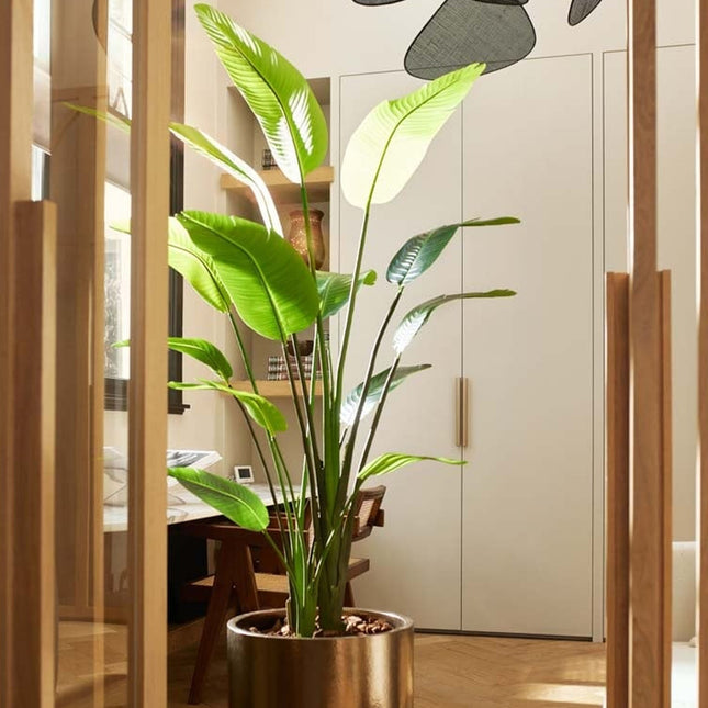 Strelitzia nicolai  - 180 cm - In zwarte pot - Kunstplant