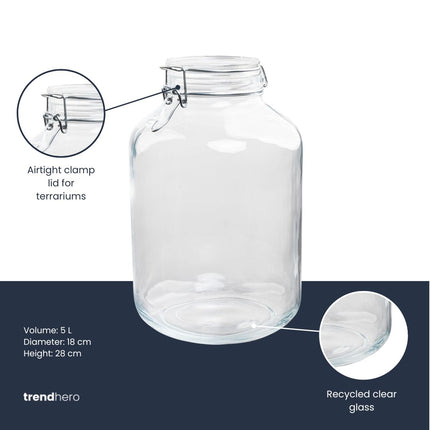 Weckpot Fido - 5 liter | Mini-ecosysteem - Gesloten terrarium - Ø 18 cm ↑ 28 cm