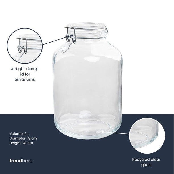 Weckpot Fido - 5 liter | Mini-ecosysteem - Gesloten terrarium - Ø 18 cm ↑ 28 cm