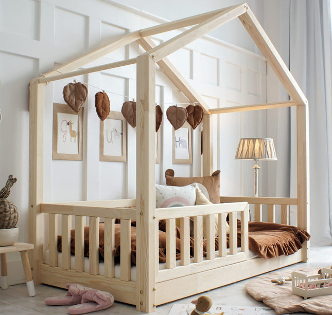 Woonhero bedhuis - Lilesand - Naturel - Eenpersoonsbed 90x190 cm - Kinderbed