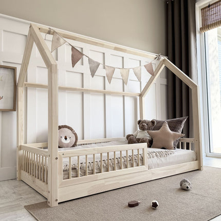 Woonhero bedhuis - Nora- Naturel - Eenpersoonsbed 90x190 cm - Kinderbed