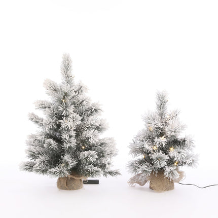 Dinsmore Kunstkerstboom in Jute met LED Verlichting - H60 x Ø50 cm - Frosted Green