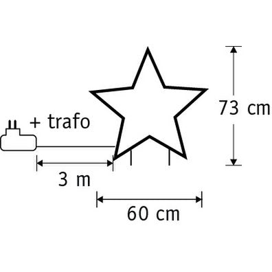 Garden d'Light Ster Tuinsteker met Klassiek Witte LED Verlichting - L60 x H73 cm - Zwart