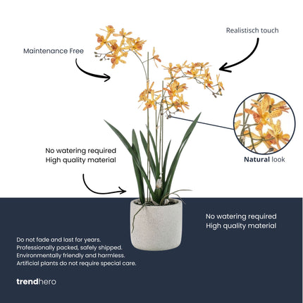 Renanthera Orchidee Geel & Oranje in pot - 56 cm - Kunstplant