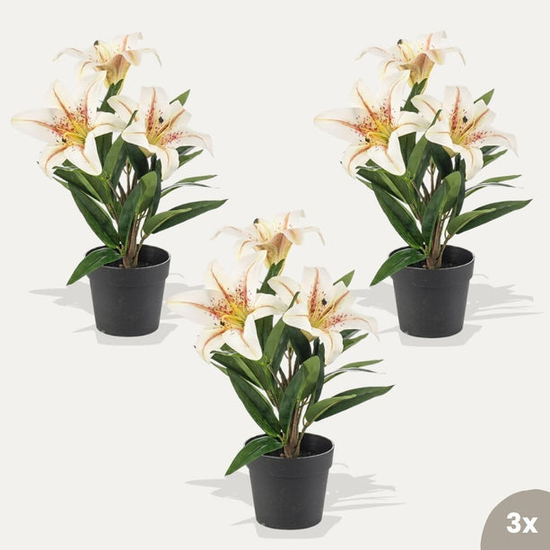 Lelie crème 3 stuks - Bundelproduct - Kunstplanten