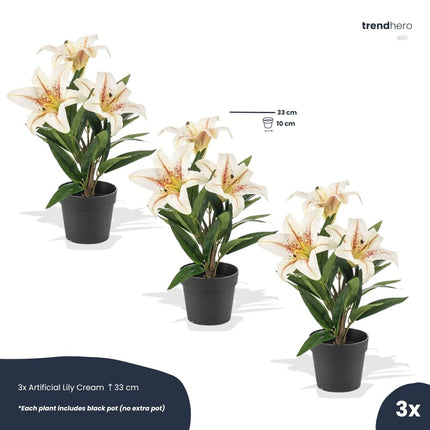 Lelie crème 3 stuks - Bundelproduct - Kunstplanten