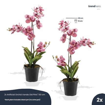 Orchidee Vanda roze 2 stuks - Bundelproduct - Kunstplanten