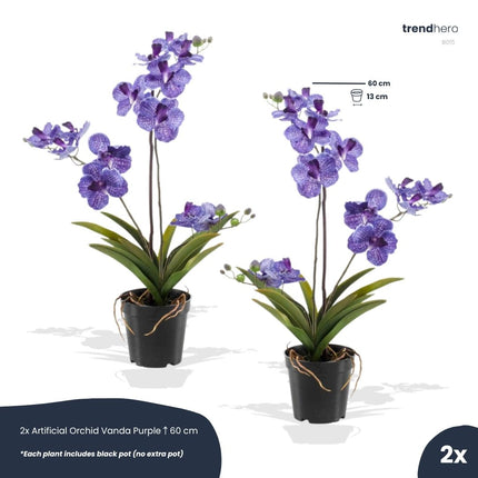 Orchidee Vanda paars 2 stuks - Bundelproduct - Kunstplanten