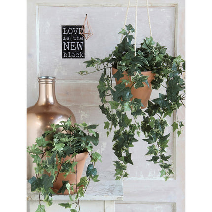 Hedera Kunst Hangplant - H129 cm - Groen Bont