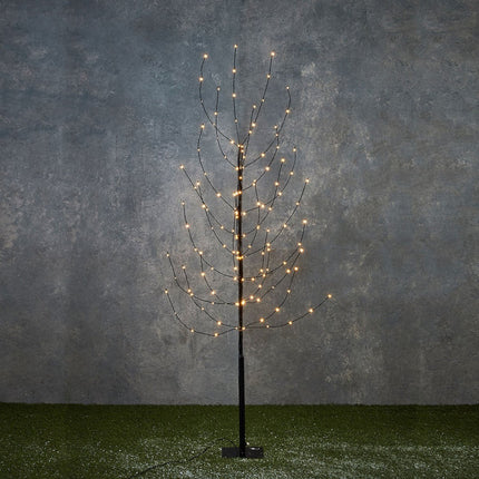 Boom met Warm Witte LED Verlichting - H150 x Ø15 cm - Zwart