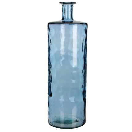 Guan Fles Vaas - H75 x Ø25 cm - Gerecycled Glas - Blauw