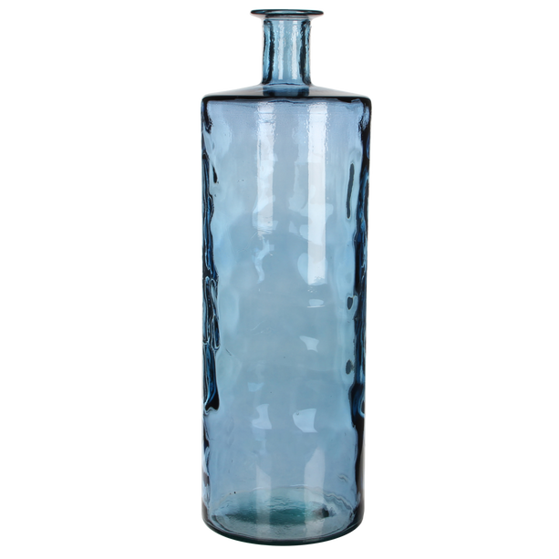 Guan Fles Vaas - H75 x Ø25 cm - Gerecycled Glas - Blauw