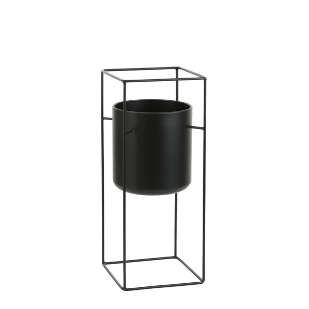 Porte Bloempot op Standaard - L20 x B20 x H50 cm - Metaal - Zwart