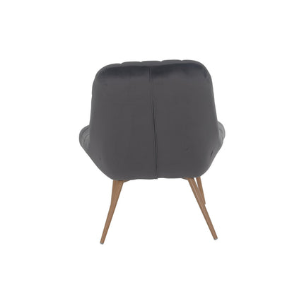 Fauteuil XXL fluweel grijs metaal houtlook