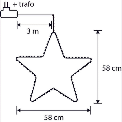 Ster Hangend met Warm Witte LED Verlichting - H128 x Ø58 cm - Zwart