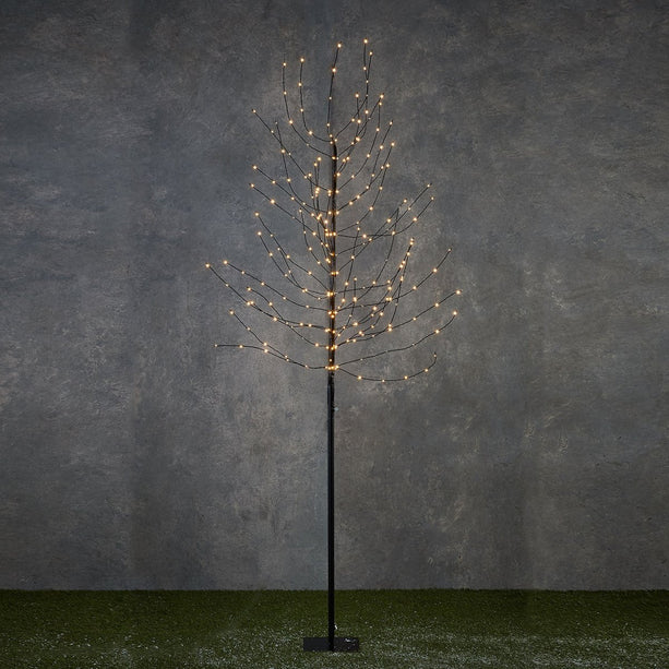 Boom met Warm Witte LED Verlichting - H200 x Ø18 cm - Zwart