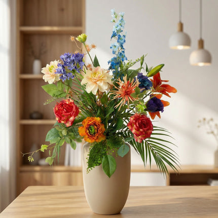 Kunstbloemen Boeket - Colorful Bloom Deluxe - Real Touch - 18 Stelen - ↑ 70 cm