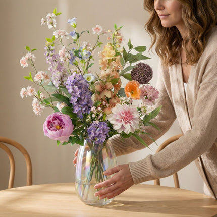 Kunstbloemen Boeket - Pastel Meadow Deluxe - Real Touch - 15 Stelen - ↑ 100 cm