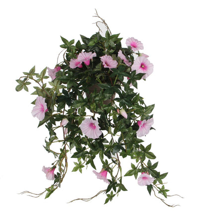 Petunia Kunst Hangplant in Bloempot Stan - L25 x B45 x H50 cm - Roze